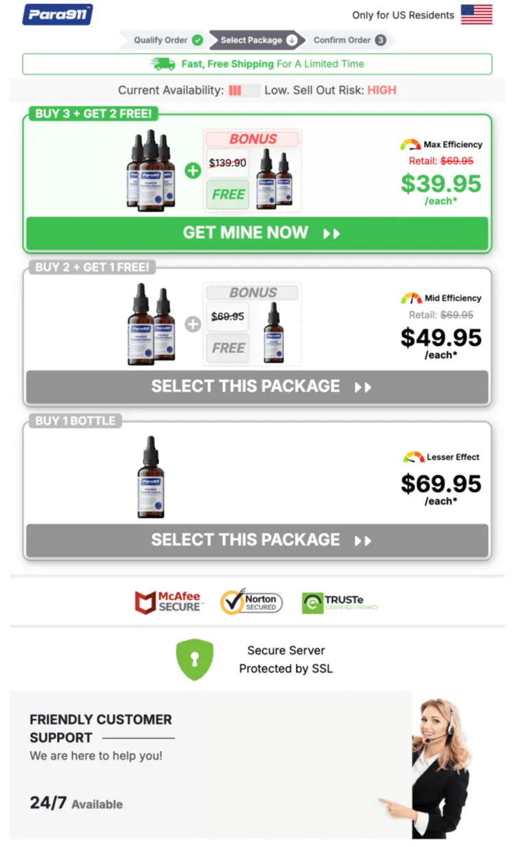 Para911 Parasites Cleanse Drops checkout page